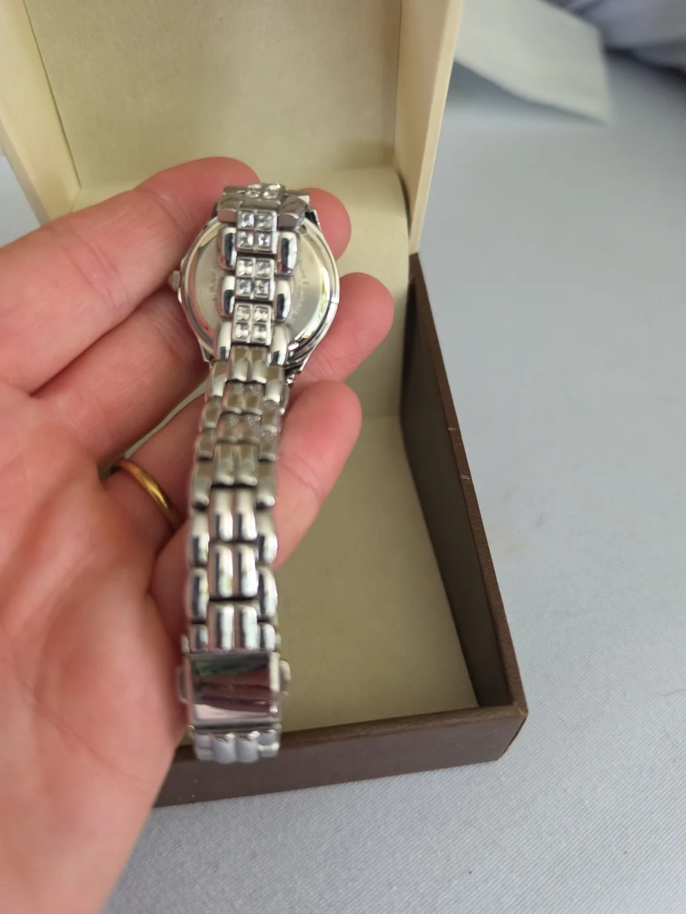 Silver Women's Bracelet Watch with Rainbow Crystal Bezel- Armitron